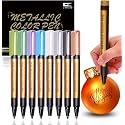 Amitasha Metallic Art Marker Paint Pen Set of 12 Water-Based Shimmer Ink Fine Tip Color Shades for Glass, Metal, Ceramic, Art Projects Fine Metallic Markers Set, Ideal for DIY Crafts, Creative Gifts