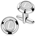 AMITER 26 Letters Tie Clip and Cufflinks for Men, Initial Tie Bar & Cuff Links Set Necktie Clip for Business, Wedding, Anniversary
