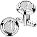 AMITER 26 Letters Tie Clip and Cufflinks for Men, Initial Tie Bar &amp; Cuff Links Set Necktie Clip for Business, Wedding, Anniversary