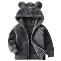 AMIYAN Bear Ears Shape Fleece Warm Hoodies Clothes Toddler Zip-up Light Jacket Sweatshirt Outwear For Baby Boys