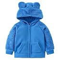AMIYAN Bear Ears Shape Fleece Warm Hoodies Clothes Toddler Zip-up Light Jacket Sweatshirt Outwear For Baby Boys