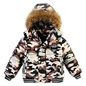AMIYAN Toddler Boys Down Jacket Fur Collar Hood Thick Warm Winter Snowsuit Coat Parka