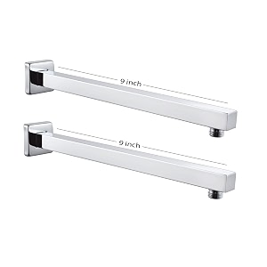 amj 6x6 6inch stainless steel ultraslim square rain shower head with 9 inch square arm -pack of 2