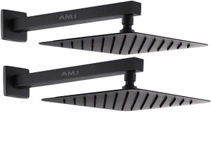 amj 8x8 ss304 matte black shower with 18inche square arm and wall flange set of 2 fixed mount