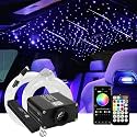 AMKI 16W 450pcs 0.03in 9.8ft Starlight Headliner Kit Twinkle+Sound Activated,Pure White Meteor Shooting Star APP/Remote Control RGBW Fiber Optic Starlight Box for Car Home Star Ceiling Decor