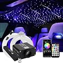 AMKI 16W 600pcs 0.03in 9.8ft Starlight Headliner Kit Twinkle+Sound Activated,Pure White Meteor Shooting Star APP/Remote Control RGBW Fiber Optic Starlight Box for Car Home Star Ceiling Decor