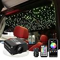 AMKI 16W Starlight Headliner Kit Twinkle+Sound Activated 550pcs 0.03in 9.8ft Cable End Glow Fiber Optic Light APP/Remote Control RGBW Starlight Box for Car Home Star Ceiling Decor