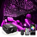 AMKI 16W Starlight Headliner Kit Twinkle+Sound Activated 350pcs 0.03in 6.5ft Cable End Glow Fiber Optic Light APP/Remote Control RGBW Starlight Box for Car Home Star Ceiling Decor