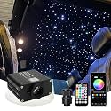 AMKI 16W Starlight Headliner Kit Twinkle+Sound Activated Mixed 460pcs 9.8ft Cable End Glow Fiber Optic Light APP/Remote Control RGBW Starlight Box for Car Home Star Ceiling Decor