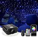 AMKI 16W Starlight Headliner Kit Twinkle+Sound Activated 200pcs 0.03in 6.5ft Cable End Glow Fiber Optic Light APP/Remote Control RGBW Starlight Box for Car Home Star Ceiling Decor