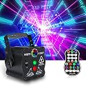 AMKI Party Lights DJ Disco Lights, Rave Light + LED Disco Projector 2 in 1 with Remote Control, USB Powered RGB Sound Activated Strobe Light for Christmas Halloween KTV Bar, Plastic, Corded Electric