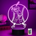 Ammonite Baseball Lamp for Girls, 3D Led Baseball Night Light 16 Color Changing with Remote Control and Timer, Room Decor Light Birthday Xmas Gifts for Women Players Lovers