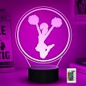 Ammonite Cheerleading Night Light, 3D LED Pom Poms Cheerleading Sports Lamp 16 Color Changing with Remote Control and Timer, Birthday Xmas Gifts for Girls Women