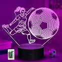 Ammonite Soccer Lamp for Girls, 3D Led Sports Lamp 16 Color Changing with Remote Control and Timer, Soccer Decor Light Birthday Xmas Gifts for Women Players Lovers
