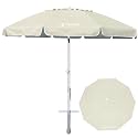 AMMSUN 8 Feet Large Beach Umbrella with Sand Anchor Heavy Duty High Wind Portable Outdoor Umbrellas UV 50+ Protection Air Vent Tilt Patio Garden Pool