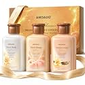 AMOADO Shimmer Body Lotion Set for Women, Scented Body Lotion Trio with Peach Mango, Floral Musk & Vanilla Cream, Hydrating Glow Body Moisturizer with Pearl Glow, 5.1 fl oz x 3