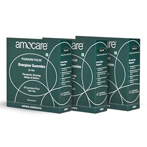 amocare energy gummies for men 30 gummies  10 gummies each pack  fenugreek ginseng ginkgo powder amp saffron  improves energy amp muscle strength promotes well-being  strawberry amp mint flavour