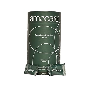 amocare energy gummies for men  fenugreek ginseng ginkgo powder amp saffron  improves energy amp muscle strength promotes well-being  strawberry amp mint flavour  60 gummies - 1 per day  veg