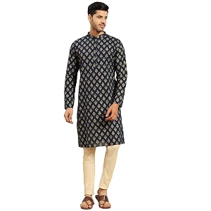 Amodh by Kisah Mens Navy Blue Cotton