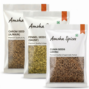 amoha spices tri-digestive mix jeera saunf ajwain 3 x 100 g