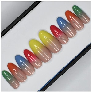 press on fake nails 12 pcs jelly glue on false nails for women girl lightweight amp long lasting easy to use