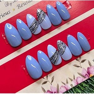 fake nail with glue uv treated nail tip false nails kit all hand made reusable press on nail almon nail tip 12 nail set in one pack purple