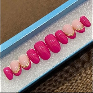 fake nail with glue uv treated nail tip false nails kit all hand made reusable press on nail for women39s almond nail tip nail art kit 12 nail set in one pack