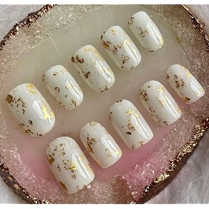 fake nail with glue uv treated nail tip false nails kit all hand made reusable press on nail almon nail tip 12 nail set in one pack white