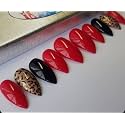 fake nail with glue UV treated nail tip, false nails kit, all hand made reusable press on nail for women's almond nail tip, nail art kit 12 nail set in one pack (special Red)