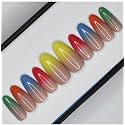 fake nail with glue UV treated nail tip, false nails kit, all hand made reusable press on nail almon nail tip 12 nail set in one pack (peach 3)