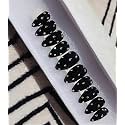 fake nail with glue UV treated nail tip, false nails kit, all hand made reusable press on nail almon nail tip 12 nail set in one pack (black)