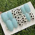 fake nail with glue UV treated nail tip, false nails kit, all hand made reusable press on nail almon nail tip 12 nail set in one pack (blue zebra)