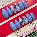 fake nail with glue UV treated nail tip, false nails kit, all hand made reusable press on nail almon nail tip 12 nail set in one pack (purple)