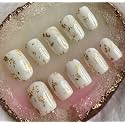 fake nail with glue UV treated nail tip, false nails kit, all hand made reusable press on nail almon nail tip 12 nail set in one pack (white)