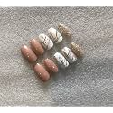fake nail with glue UV treated nail tip, false nails kit, all hand made reusable press on nail almon nail tip 12 nail set in one pack (peach white)