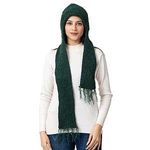 amoldo women39s wool beanie hat with attached scarf amp fleece classic plain