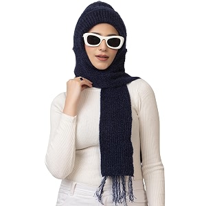 amoldo women39s wool beanie hat with attached scarf amp fleece classic plain