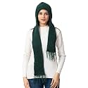AMOLDO Women's Wool Beanie Hat with Attached Scarf &amp; Fleece (Classic Plain)