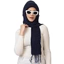 AMOLDO Women's Wool Beanie Hat with Attached Scarf &amp; Fleece (Classic Plain)