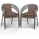 Amopatio Patio Dining Chairs Set of 6, Rattan Stackable Outdoor Chairs