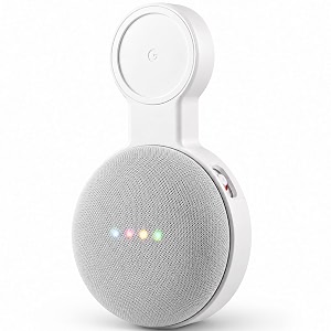 a space-saving accessories outlet wall mount holder for google home mini voice assistant