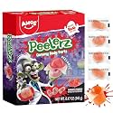 AMOS Peelerz Gummy Body Parts, Approx 48 Pieces Peelable Halloween Gummies,Raspberry and Strawberry Flavored Candy, Spooky Brain, Ear and Finger Shapes, Party and Trick-or-Treat Treats
