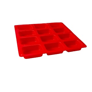 amos silicone 12 cavity rectangle shape round edges silicone mouldmold for soap making loaf muffins cheesecakes approx 75-80 gram pack of 1 random color