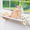 AMOSIJOY Cat Windowsill Perch with Wood &amp; Metal Frame for Large Cat, 27.5in