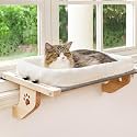 AMOSIJOY Wooden Cat Windowsill Perch with Zipper Cushion Bed, 24.4in