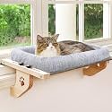 AMOSIJOY Wooden Cat Windowsill Perch with Zipper Cushion Bed, 24.4in
