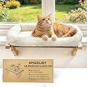 AMOSIJOY Wooden Cat Windowsill Perch with Zipper Cushion Bed, 22in