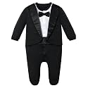 A&amp;J DESIGN Baby Boy Tuxedo Gentleman Footie One-piece Romper with Bow Tie