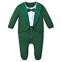 A&amp;J DESIGN Baby Boy Tuxedo Gentleman Footie One-piece Romper with Bow Tie