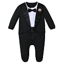 A&amp;J DESIGN Baby Boy Tuxedo Gentleman Footie One-piece Romper with Bow Tie